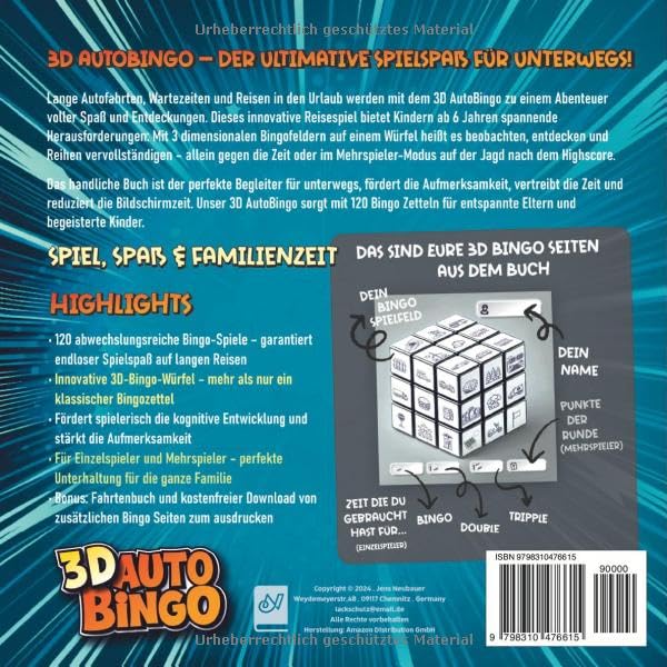 Rückseite 3D Auto-Bingo