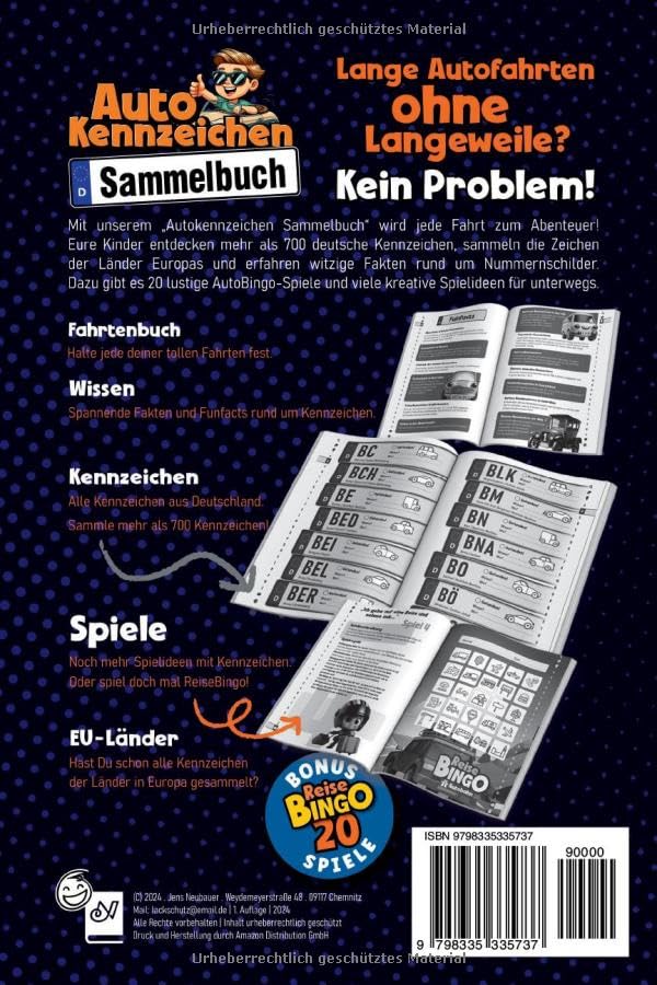 Rückseite Autokennzeichen Sammel-Buch