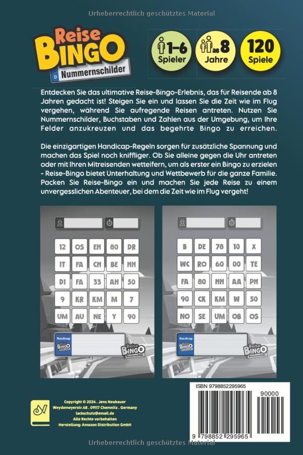 Rückseite ReiseBingo Nummernschilder