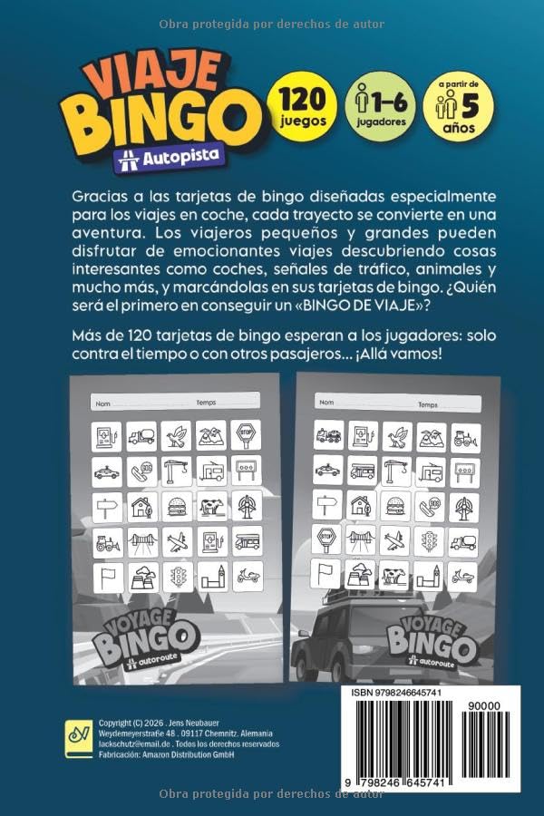 VIAJE BINGO Autopista back cover with book preview