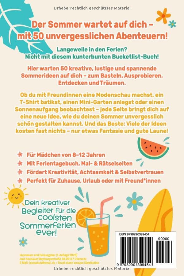 Rückseite Sommerferien Bucketlist
